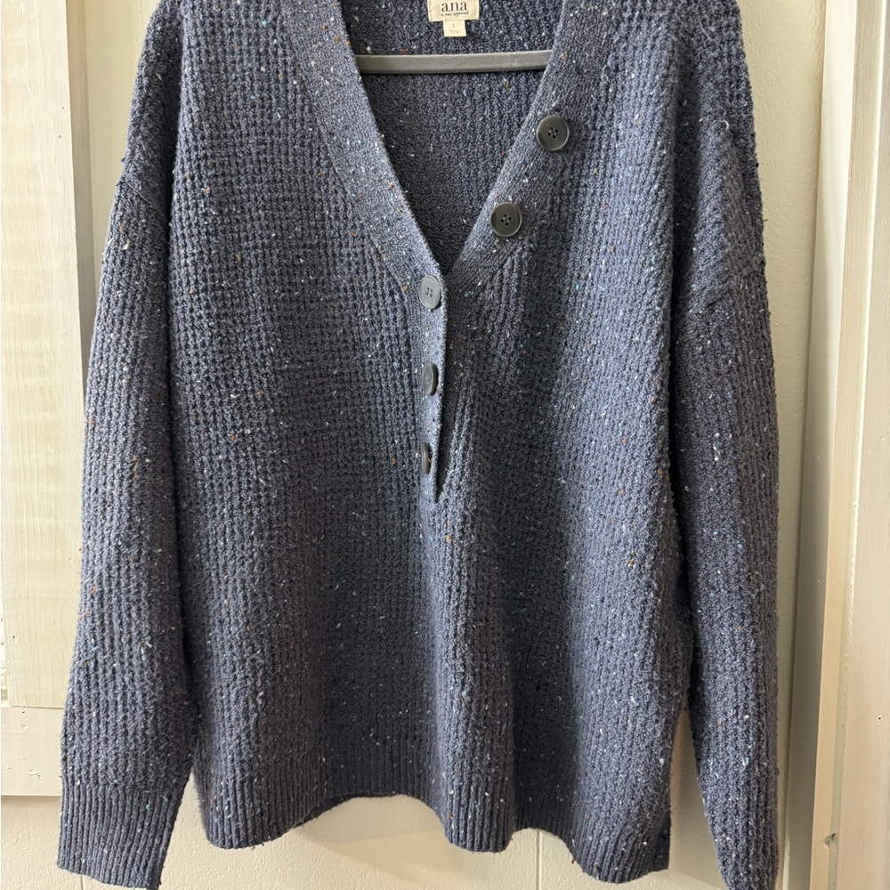 a.n.a Speckled Blue Knit Sweater